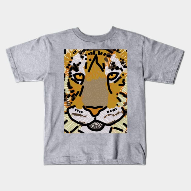 Tiger Face Kids T-Shirt by ellenhenryart